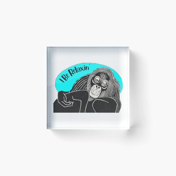 Item preview, Funny Laid-Back Orangutan, I Be Relaxin’, Blue background designed and sold by hjsmith.