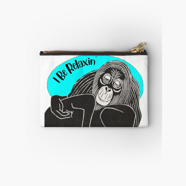 Item preview, Funny Laid-Back Orangutan, I Be Relaxin’, Blue background designed and sold by hjsmith.