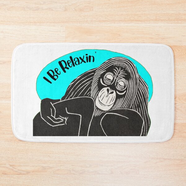 Item preview, Funny Laid-Back Orangutan, I Be Relaxin’, Blue background designed and sold by hjsmith.