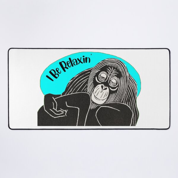 Item preview, Funny Laid-Back Orangutan, I Be Relaxin’, Blue background designed and sold by hjsmith.