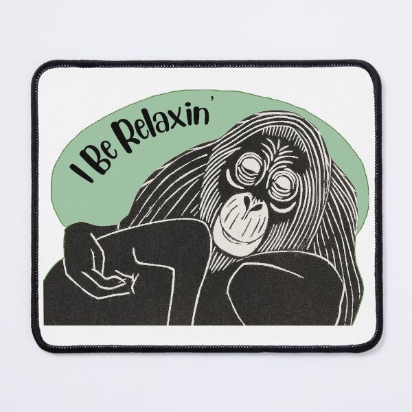 Item preview, Funny Laid-Back Orangutan, I Be Relaxin’, Green background designed and sold by hjsmith.