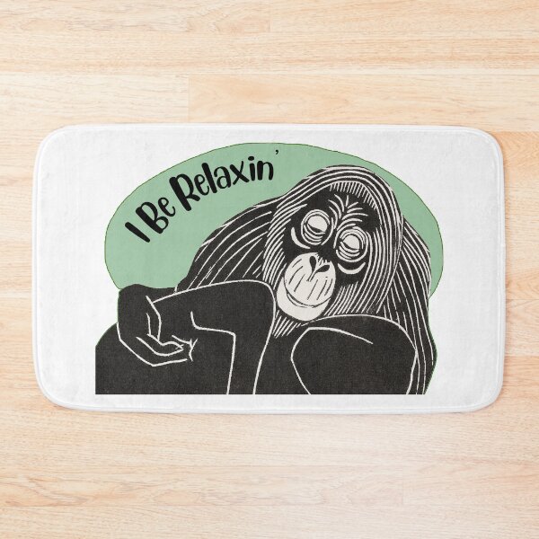 Item preview, Funny Laid-Back Orangutan, I Be Relaxin’, Green background designed and sold by hjsmith.