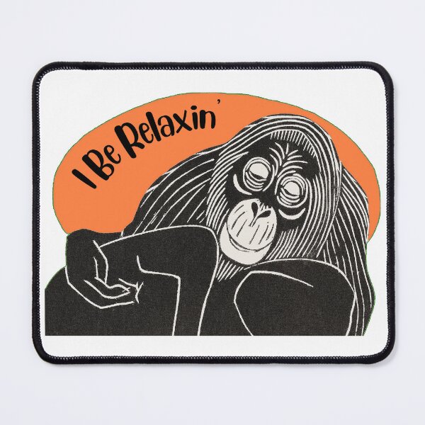 Item preview, Funny Laid-Back Orangutan, I Be Relaxin’, Orange background designed and sold by hjsmith.