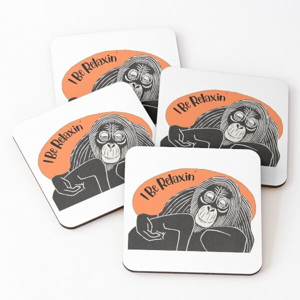 Item preview, Funny Laid-Back Orangutan, I Be Relaxin’, Orange background designed and sold by hjsmith.