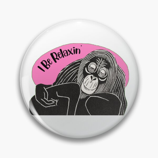 Item preview, Funny Laid-Back Orangutan, I Be Relaxin’, Pink background designed and sold by hjsmith.