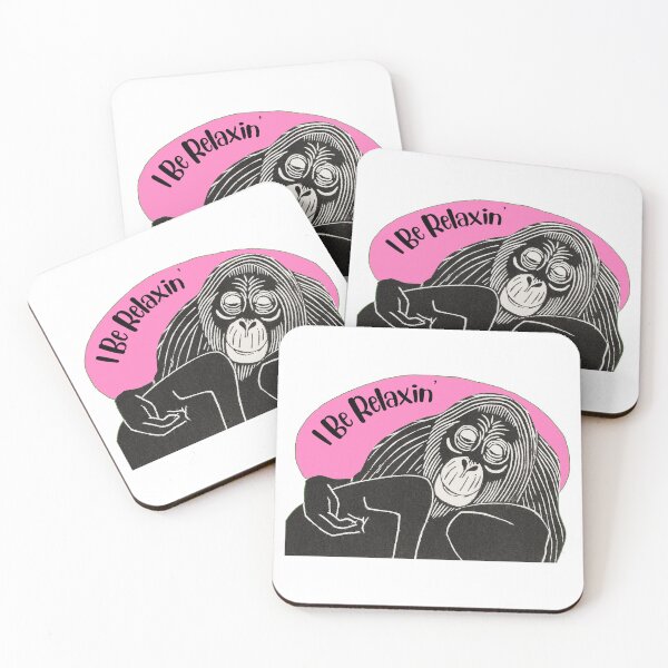 Item preview, Funny Laid-Back Orangutan, I Be Relaxin’, Pink background designed and sold by hjsmith.
