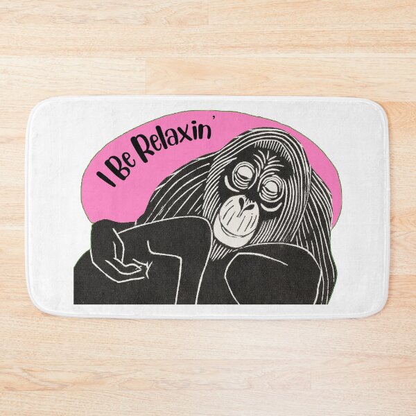 Item preview, Funny Laid-Back Orangutan, I Be Relaxin’, Pink background designed and sold by hjsmith.