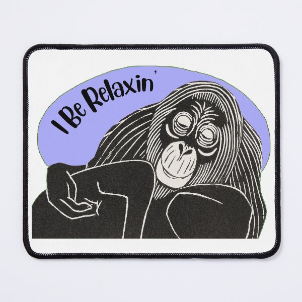 Item preview, Funny Laid-Back Orangutan, I Be Relaxin’, Purple background designed and sold by hjsmith.