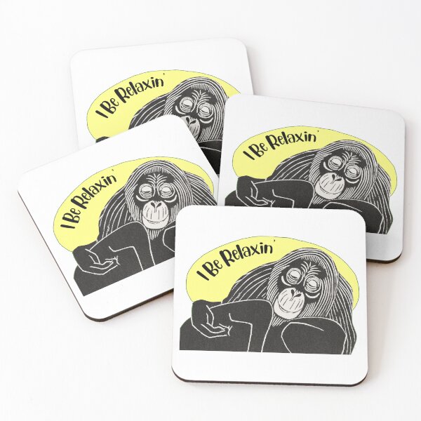 Item preview, Funny Laid-Back Orangutan, I Be Relaxin’, Yellow background designed and sold by hjsmith.