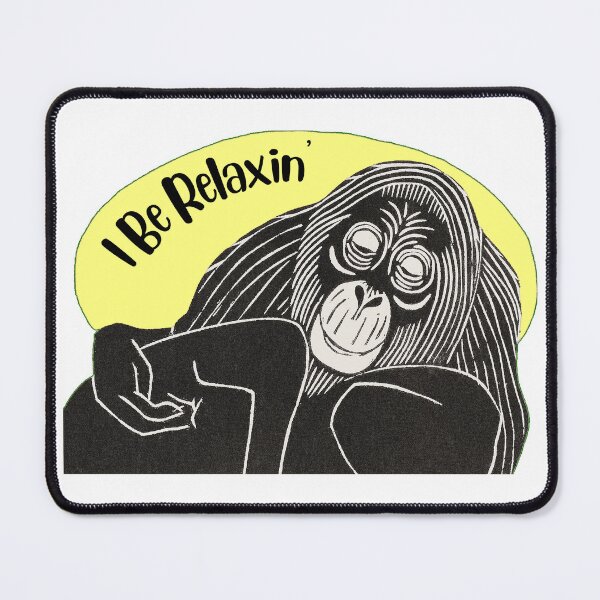 Item preview, Funny Laid-Back Orangutan, I Be Relaxin’, Yellow background designed and sold by hjsmith.