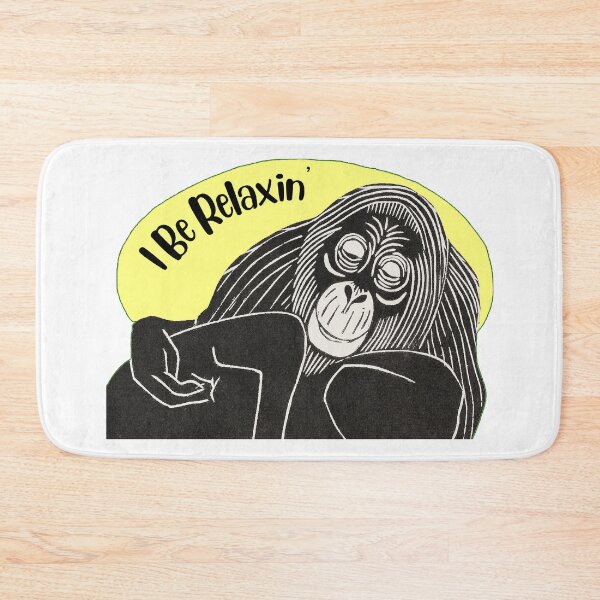 Item preview, Funny Laid-Back Orangutan, I Be Relaxin’, Yellow background designed and sold by hjsmith.