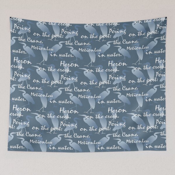 Aperçu de l'œuvre Blue Heron Haiku on Dark Grey Blue Repeat 5748 créée et vendue par Art in My Loft.