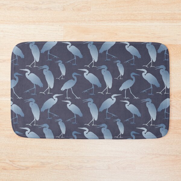 Item preview, Blue Heron Walking on Dark Grey Blue Repeat 5748 designed and sold by Art in My Loft.