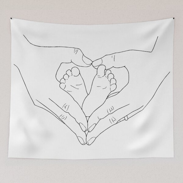 Item preview, Baby's feet inside mom's hands Line Drawing designed and sold by Mrs-PenLine.