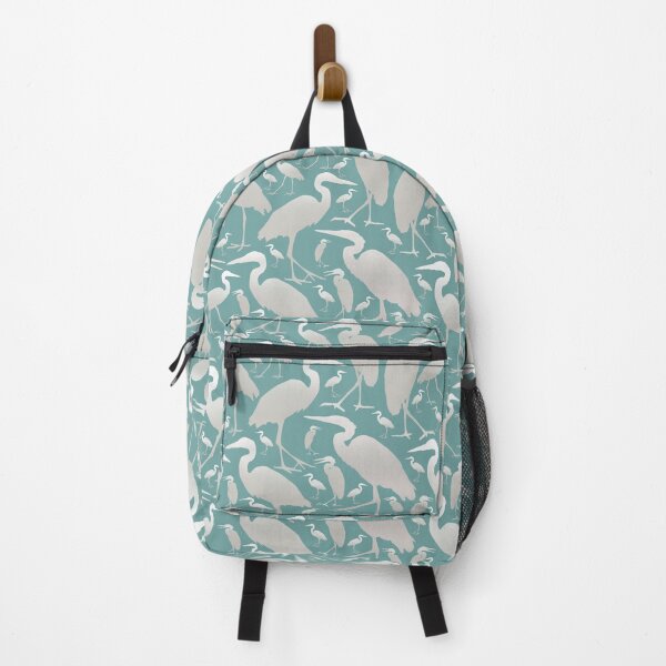 Item preview, Blue Heron Silver on Soft Teal Half-drop Repeat 5748 designed and sold by Art in My Loft.