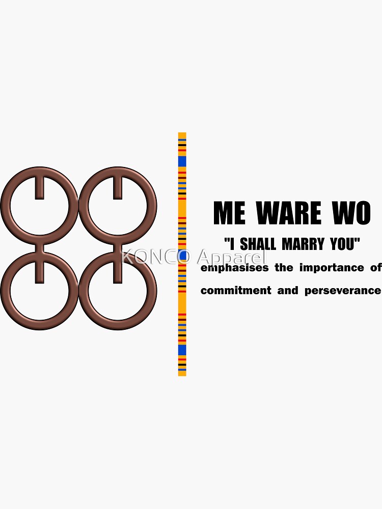 Pegatina «Me Ware Wo Adinkra Ghana símbolos Me casaré contigo