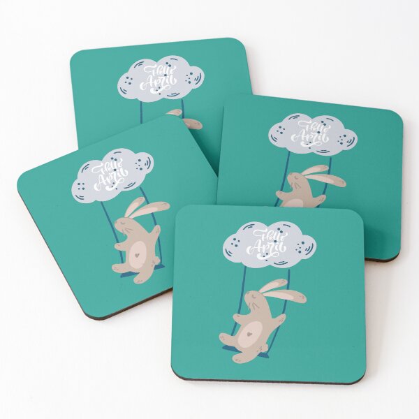 Item preview, Hello April Month ~ Cute, Hello April Typography On A Light Cloud Carrying An Easter Bunny/Hello April Showers. Makes the Ideal Gift For April Borns /Easter Lovers/ Kids/ Nurseries & Preschoolers  designed and sold by haRexia.