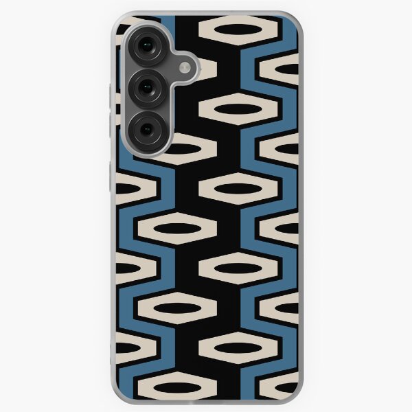 Item preview, Atomic Geometric Pattern Black Blue and Linen White designed and sold by tonymagnerart.