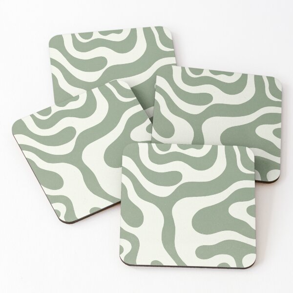 Item preview, Earthy Abstract Wavy Sage Green Scandinavian Modern Pattern designed and sold by trajeado14.