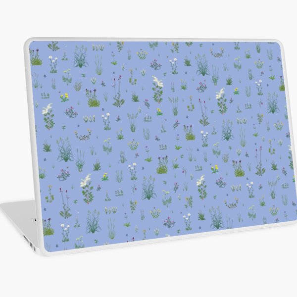 Meadow flowers on soft blue Laptop Skin