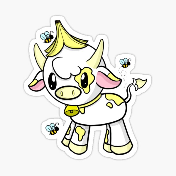 Cute banana theme cow Sticker