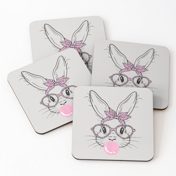 Item preview, Funny Cute Bunny Face Leopard Glasses Bubble Gum Easter Day designed and sold by RahmaniArt.