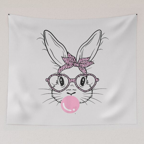 Item preview, Funny Cute Bunny Face Leopard Glasses Bubble Gum Easter Day designed and sold by RahmaniArt.