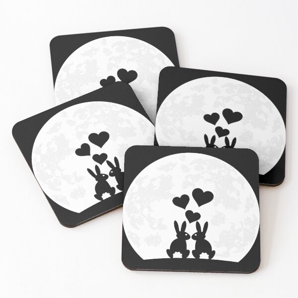 Item preview, Heart Rabbit Hare Ladies Moon Love Rabbits Motif designed and sold by DerNerd.
