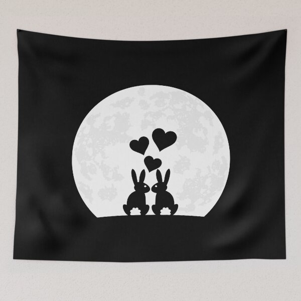 Item preview, Heart Rabbit Hare Ladies Moon Love Rabbits Motif designed and sold by DerNerd.