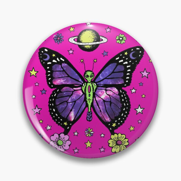 Item preview, Whimsical Sci Fi Outer Space Alien Butterfly Floral Cottagecore Original Drawing Illustrative Art designed and sold by Intergalactic Unicorn: Art by Anna Schmidt.