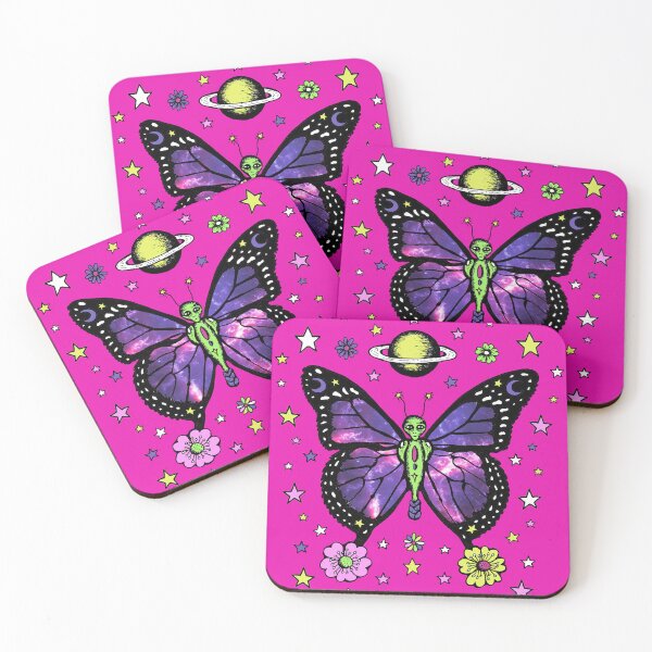 Item preview, Whimsical Sci Fi Outer Space Alien Butterfly Floral Cottagecore Original Drawing Illustrative Art designed and sold by Intergalactic Unicorn: Art by Anna Schmidt.