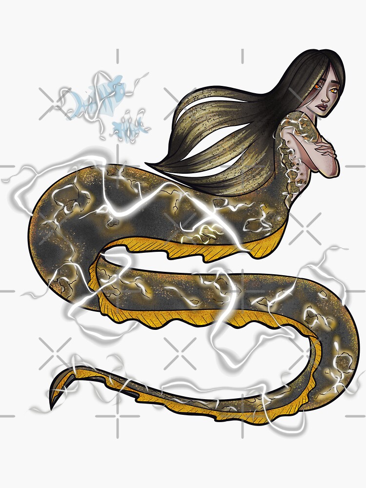"Electric Eel Mermaid" Sticker for Sale by jessicaluke Redbubble