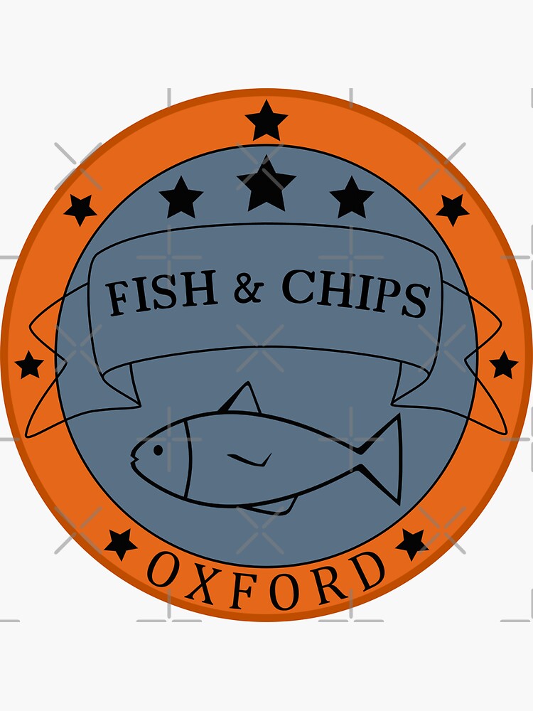 "FISH & CHIPS, OXFORD" Sticker by asketch2b | Redbubble