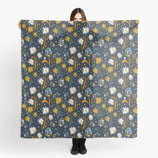 Yellow Floral Printed Scarf For Men And Women Orla Kiely Neck
