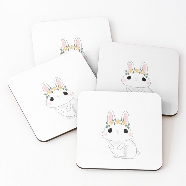 Item preview, White Spring Bunny with Yellow Flowers designed and sold by Cattodoodles.