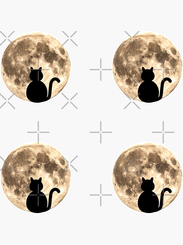 "Black Cat Full Moon Silhouette" Sticker by KTSubz Redbubble