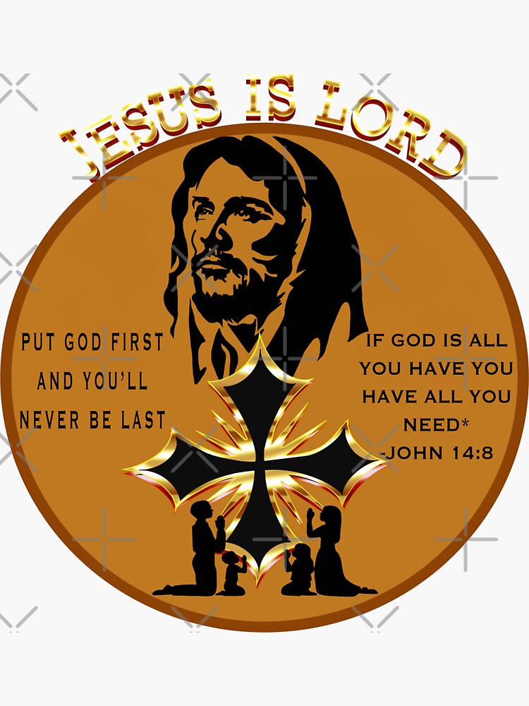 "Jesus Is Lord Jesus Is Lord Gold Font Gold Font " Sticker for Sale