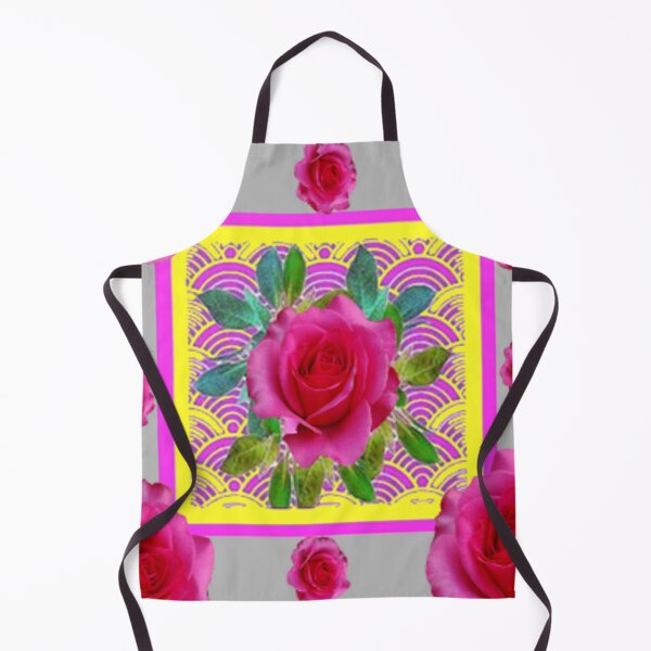 Item preview, ABSTRACT FUCHSIA ROSES YELLOW-GREY ART designed and sold by sharlesart.