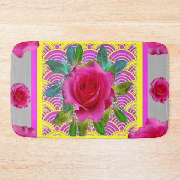 Item preview, ABSTRACT FUCHSIA ROSES YELLOW-GREY ART  designed and sold by sharlesart.
