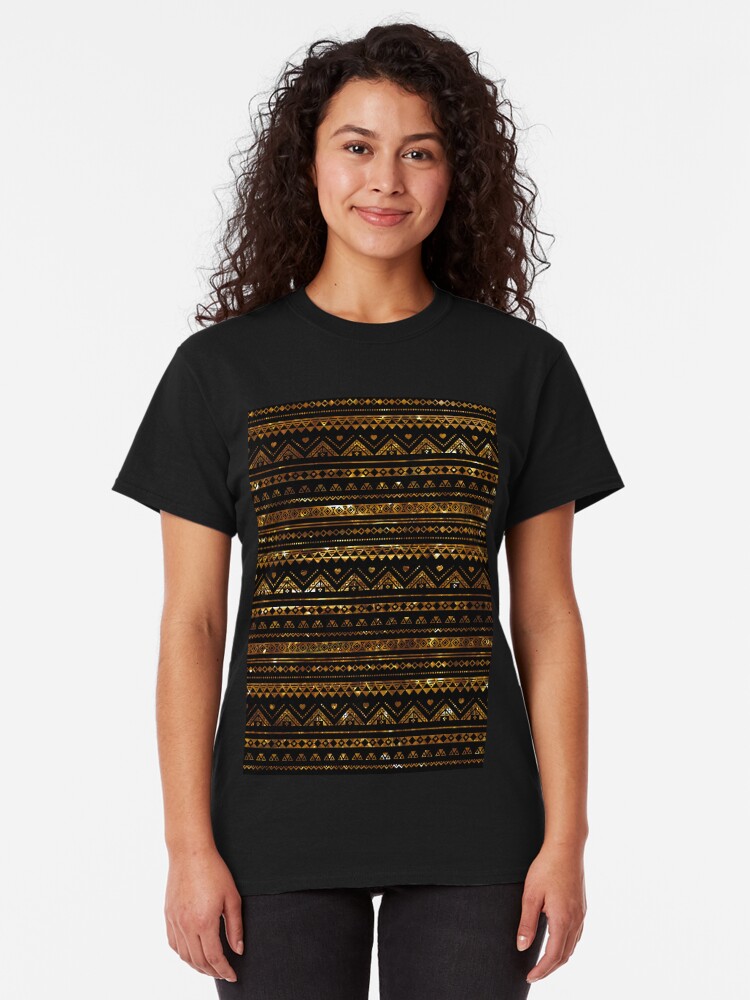 Alternate view of Aztec Black Tinsel Gold Classic T-Shirt