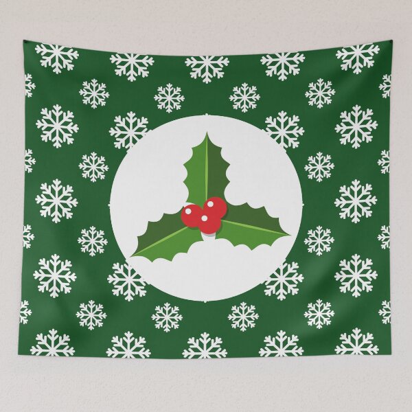 Item preview, Christmas / Winter Holly Snowflakes Green designed and sold by BirdAtWork.