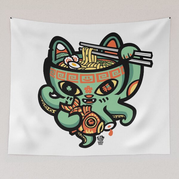 Item preview, Ramen Tako Lucky Cat designed and sold by Sumofish.