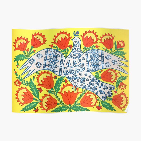 A Dove Has Spread Her Wings And Asks for Peace. Maria Prymachenko - 1982 Poster