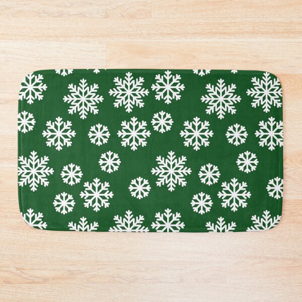 Item preview, Christmas / Winter White Big Snowflakes Pattern Green designed and sold by BirdAtWork.