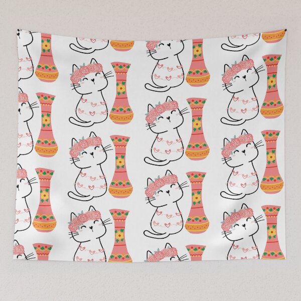 Item preview, Cat with flowers designed and sold by EMIPRINCESS.