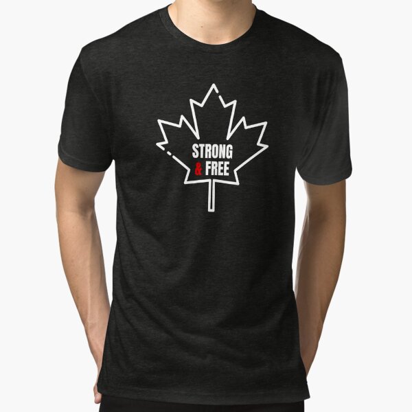  Maple Leaf with - Strong & Free  Tri-blend T-Shirt