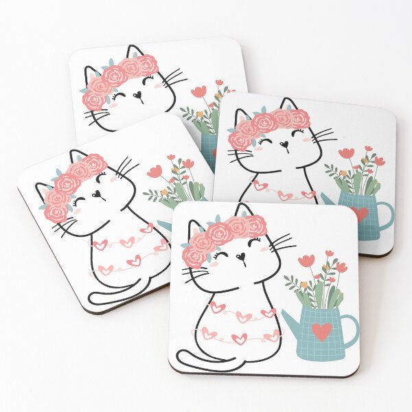 Item preview, Cat with flowers designed and sold by EMIPRINCESS.