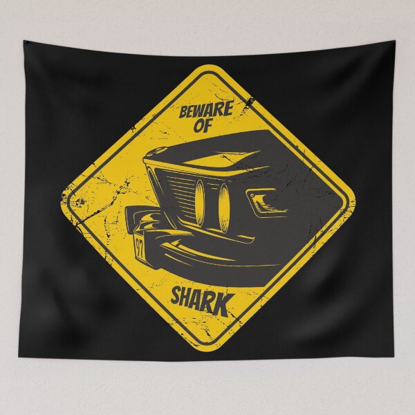 Item preview, Beware of shark sign with a car.  designed and sold by etraveler.