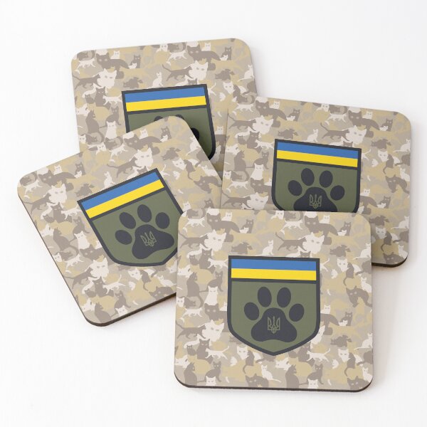 Item preview, Ukraine Feline Defense Force Desert Camo with Shield designed and sold by FelineDefenseUA.