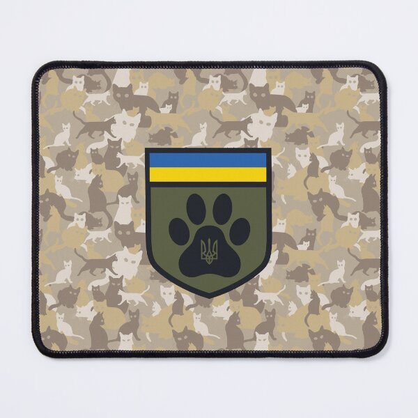 Item preview, Ukraine Feline Defense Force Desert Camo with Shield designed and sold by FelineDefenseUA.
